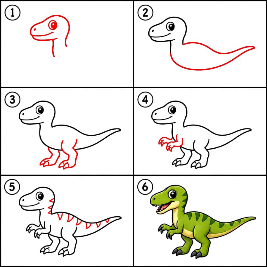 Joli vélociraptor gratuit dessin