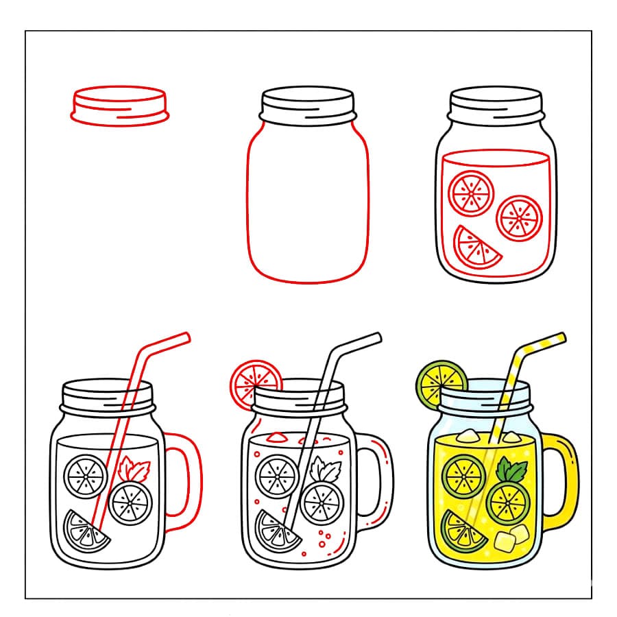 Limonade en bocal Mason jar dessin