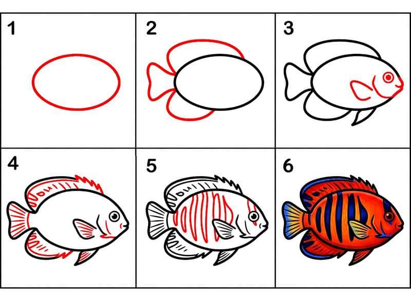 Poisson-ange flamme dessin
