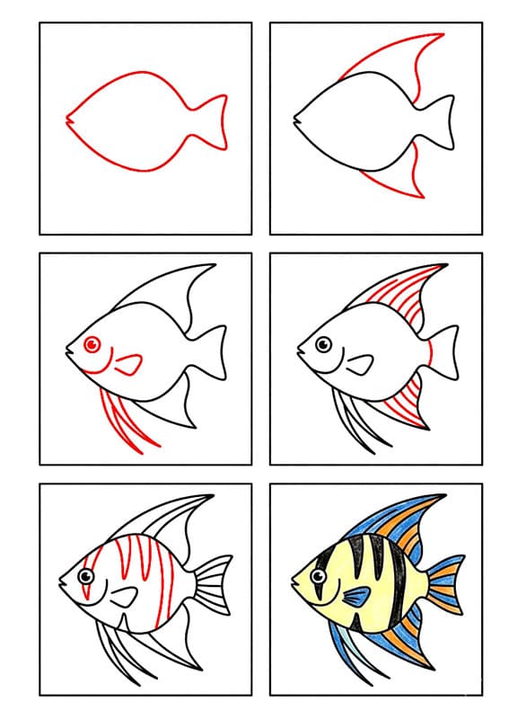 Poisson-ange pour enfants dessin