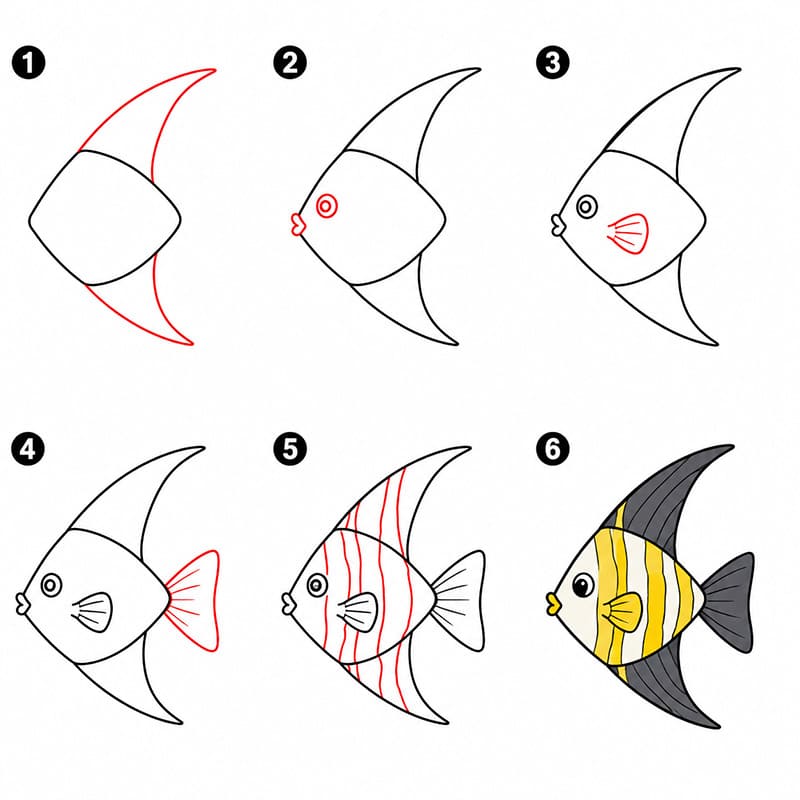 Poisson-ange très facile à dessiner dessin