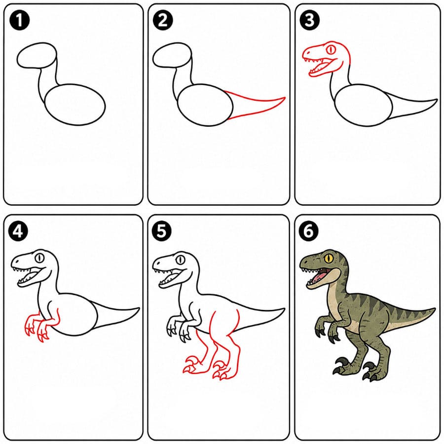 Rugissement de vélociraptor dessin
