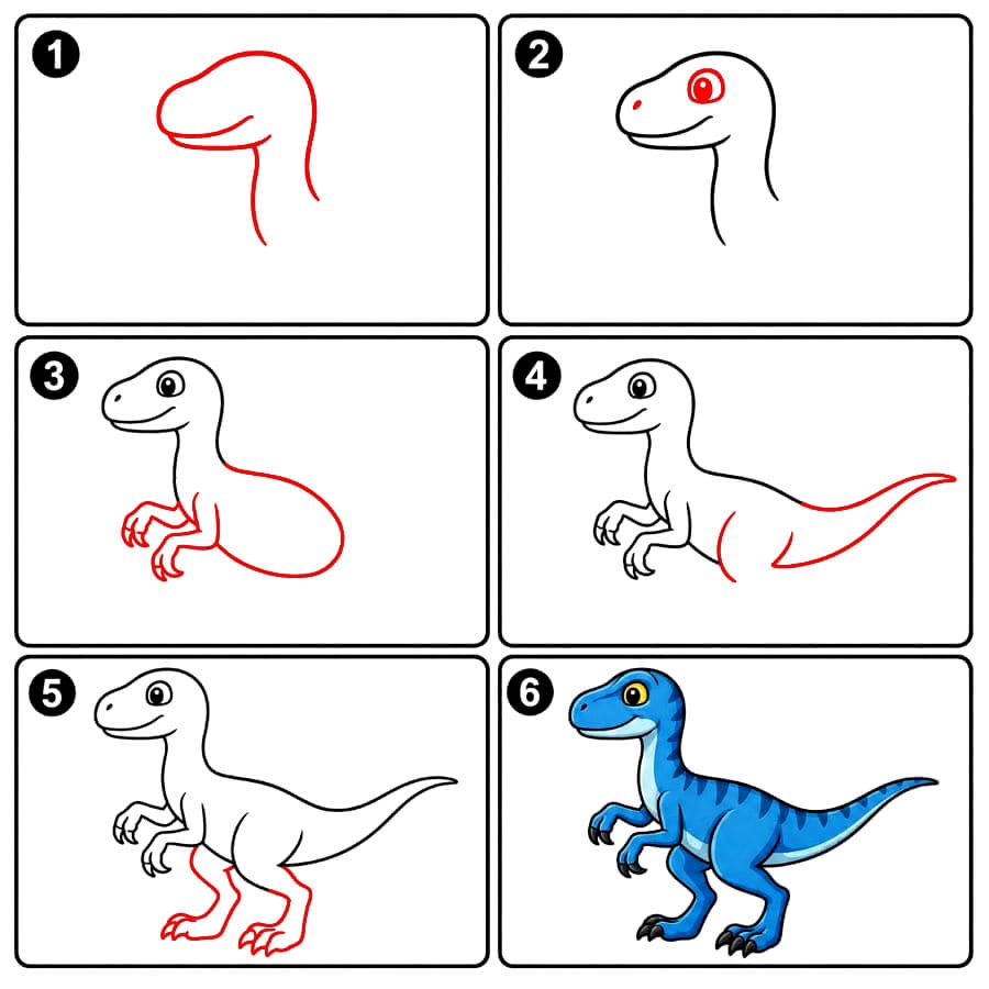 Vélociraptor bleu dessin