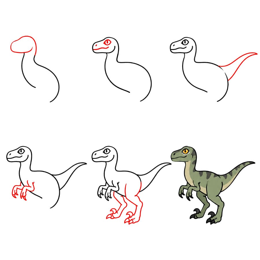 Vélociraptor debout dessin