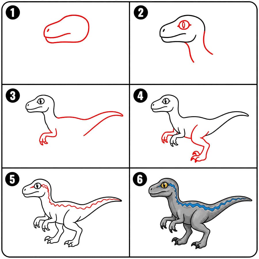 Vélociraptor dinosaure Jurassique dessin