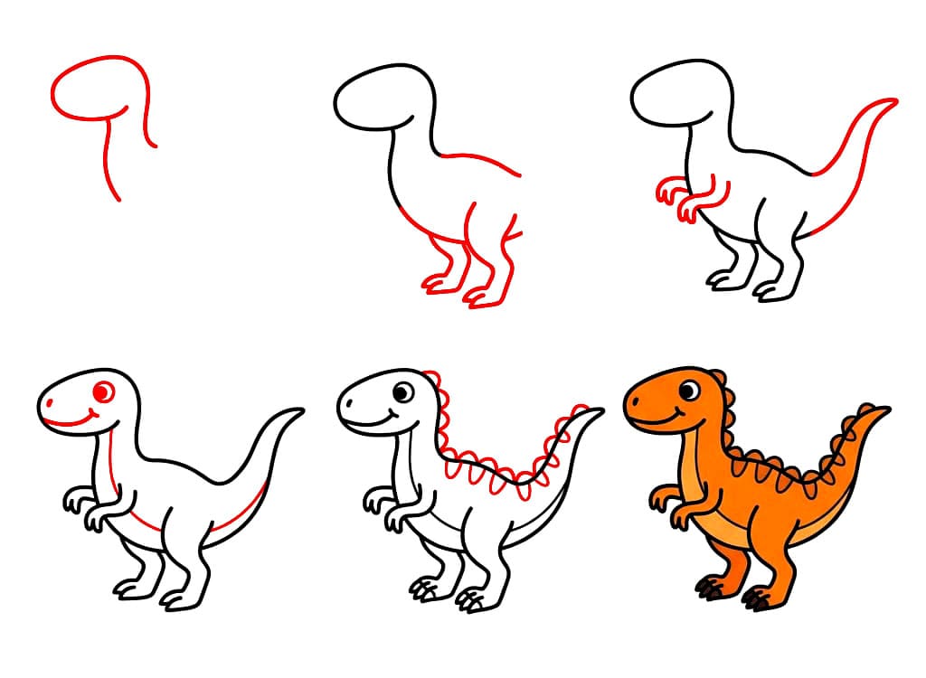 Vélociraptor orange dessin