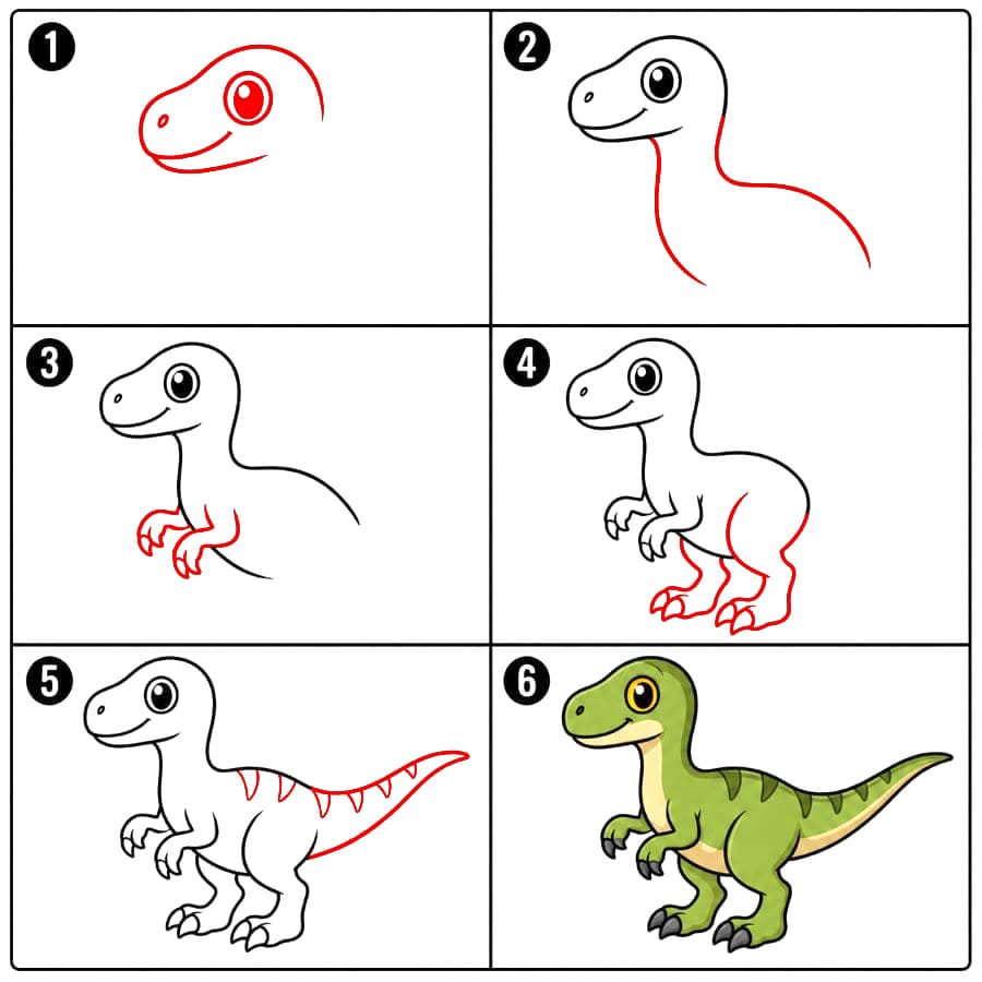 Vélociraptor simple dessin