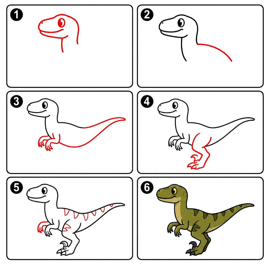 Vélociraptor souriant dessin
