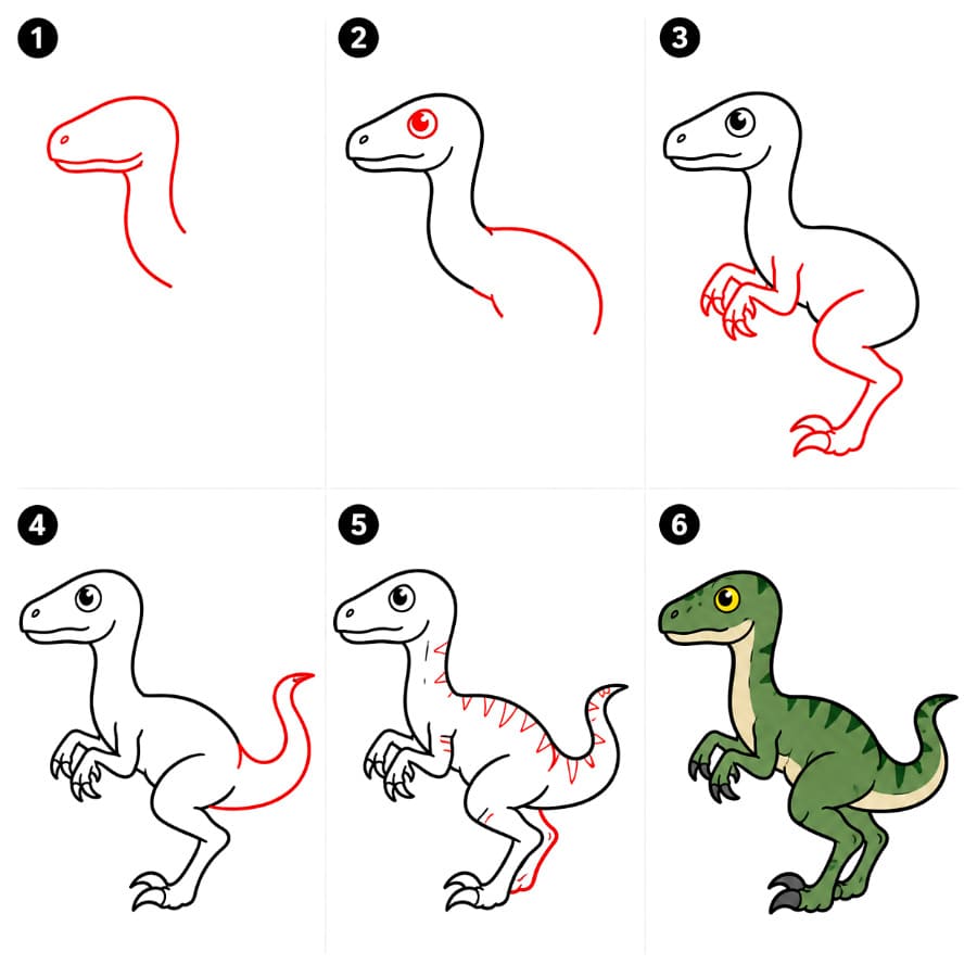 Vélociraptor vert dessin