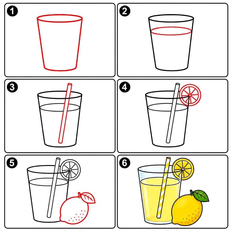 Verre de limonade avec citron dessin