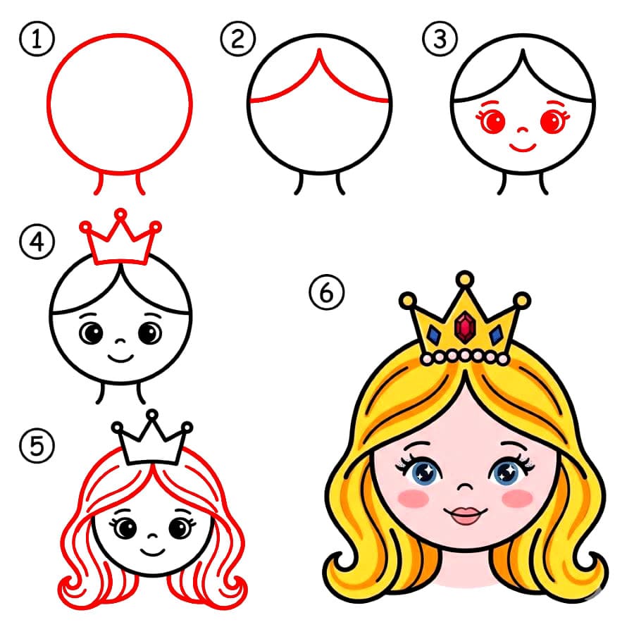 Visage de femme avec une couronne dessin