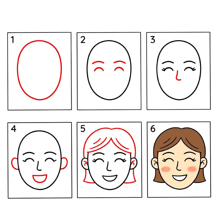 Visage de femme souriante dessin