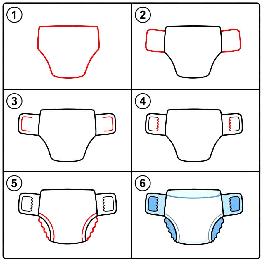 Couche avec attaches latérales ouvertes dessin
