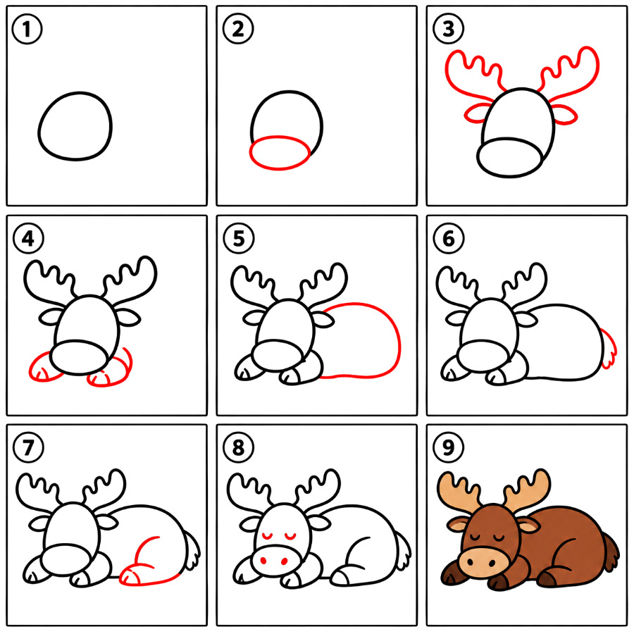Élan qui dort dessin