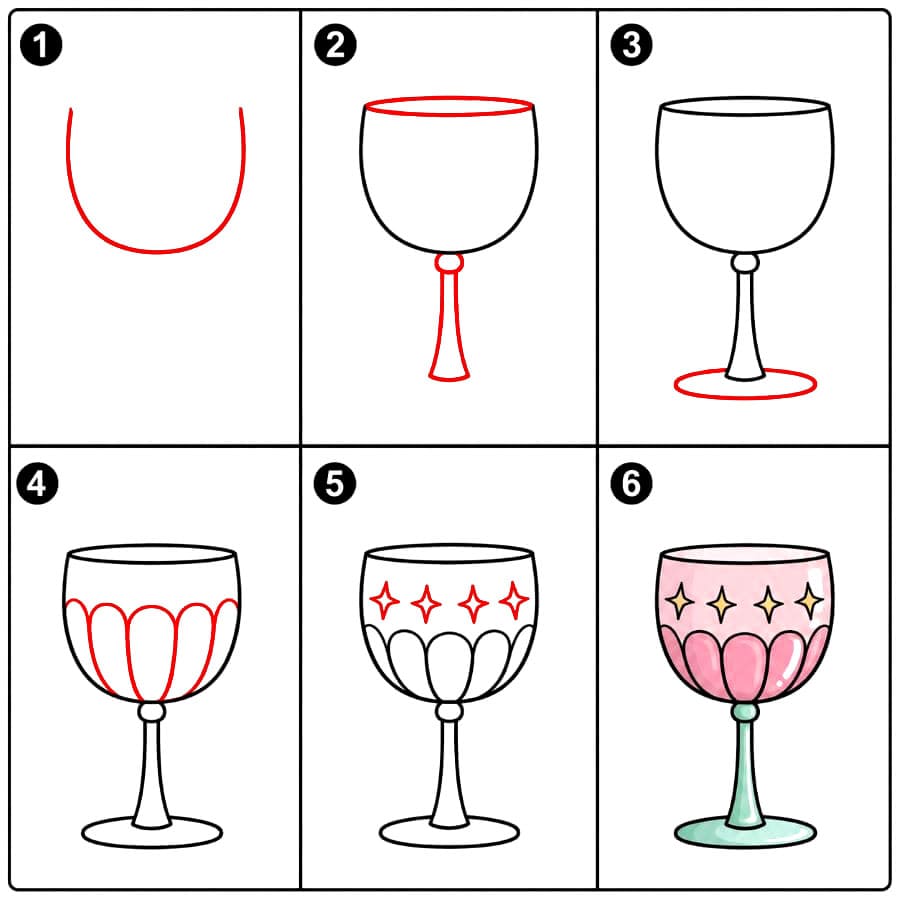 Joli verre à vin dessin