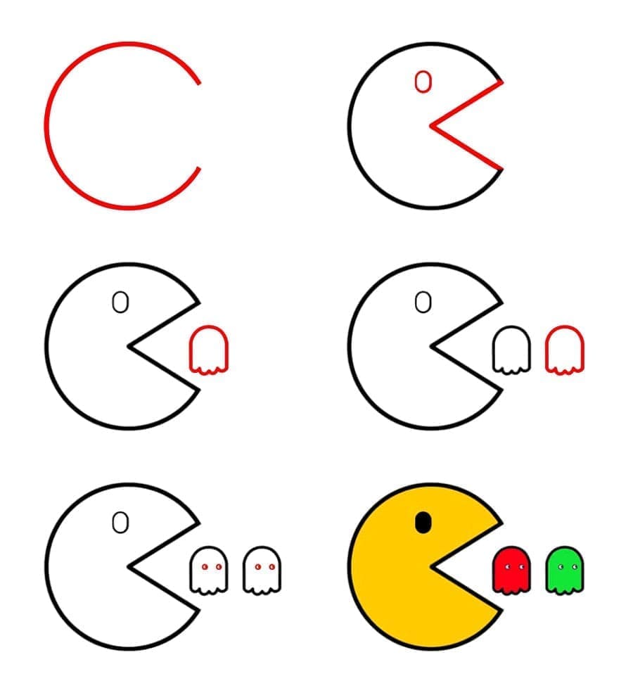 Pac-Man à la chasse dessin