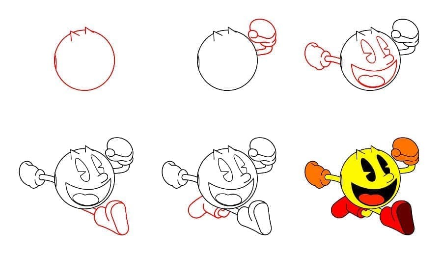 Pac-Man qui court dessin