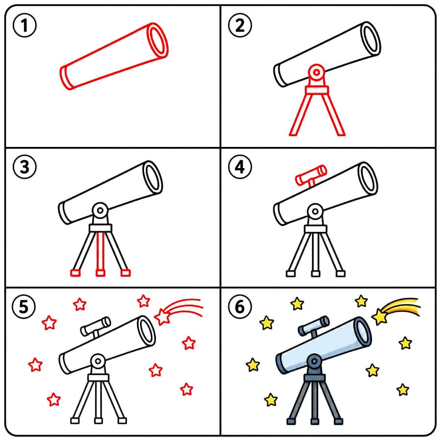 Télescope et étoiles dessin