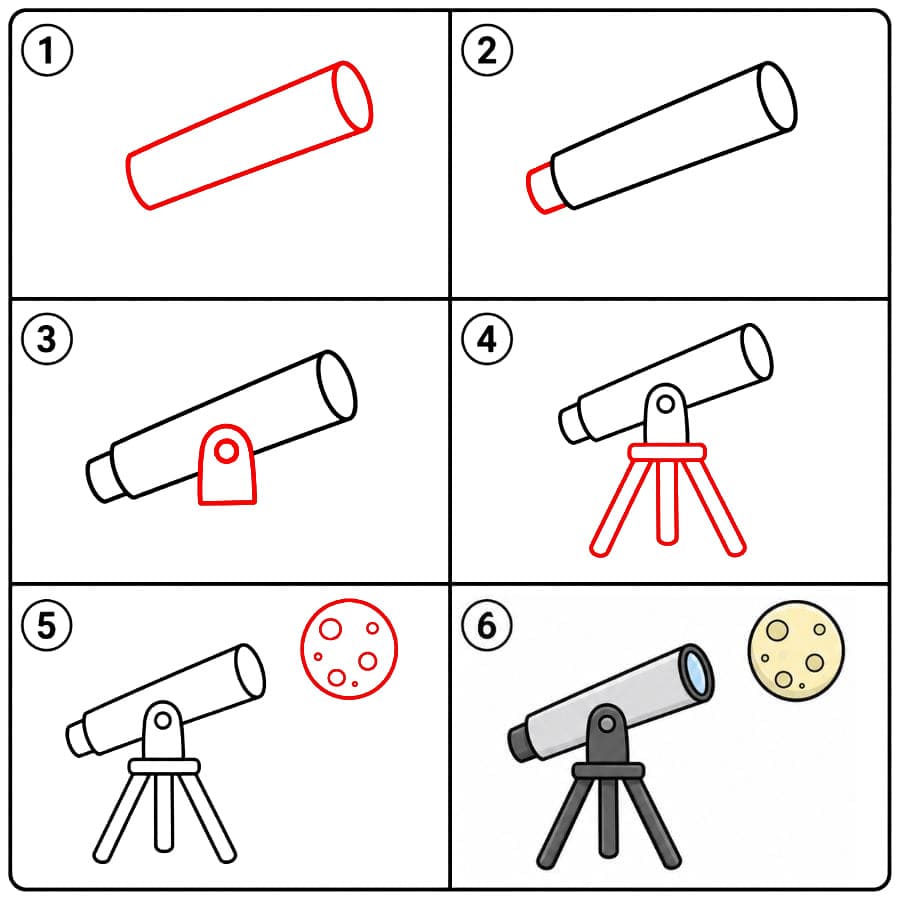 Télescope observant la Lune dessin