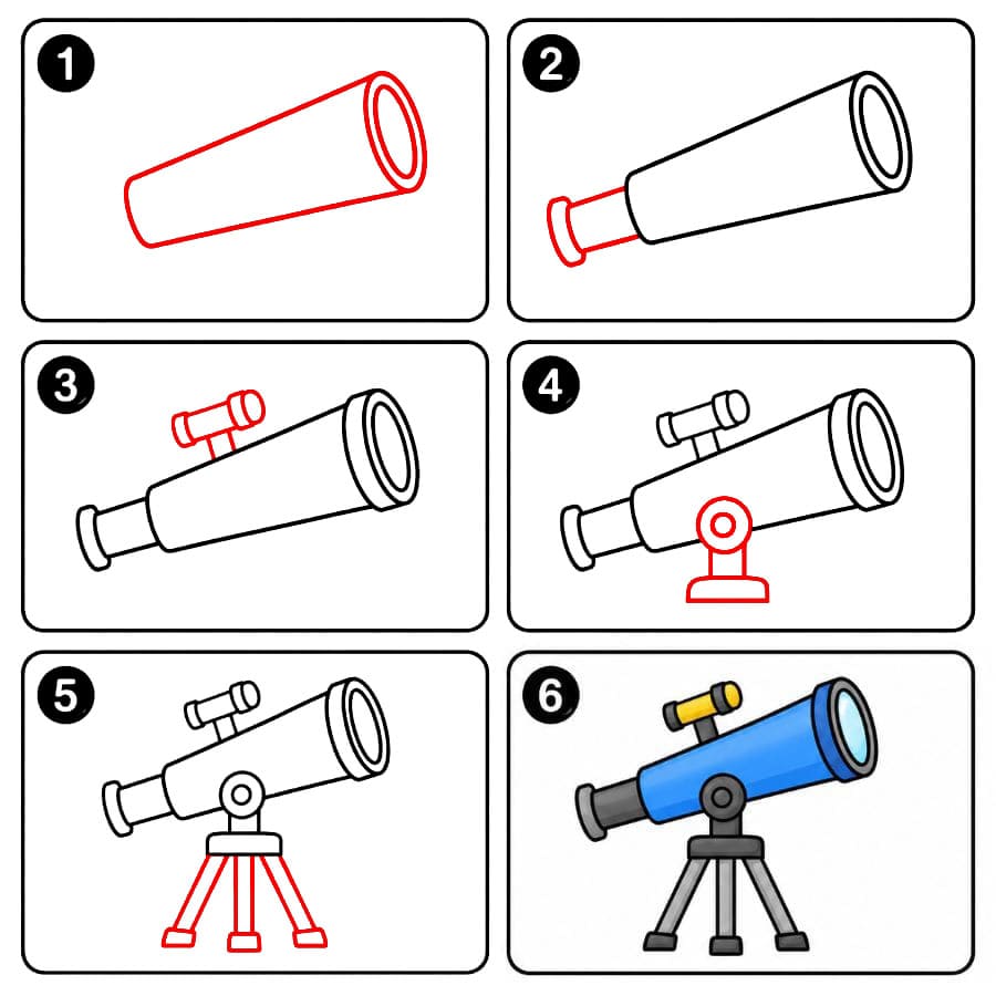 Télescope pour l'observation nocturne dessin