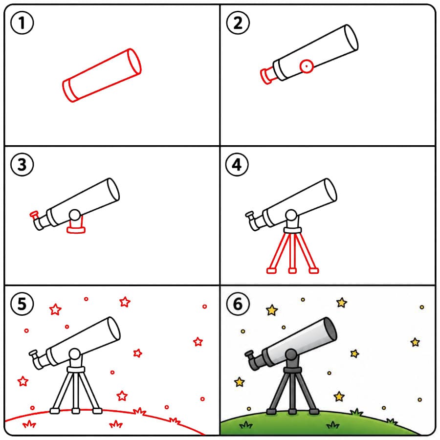 Télescope sur le thème de l'espace dessin
