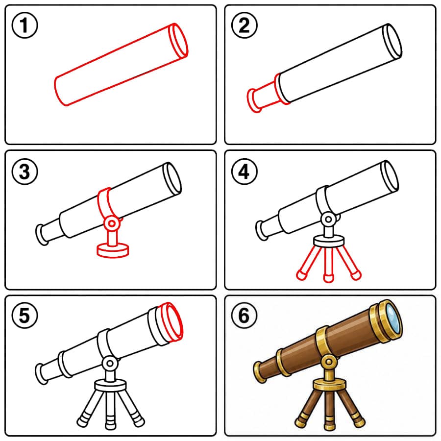 Télescope vintage dessin