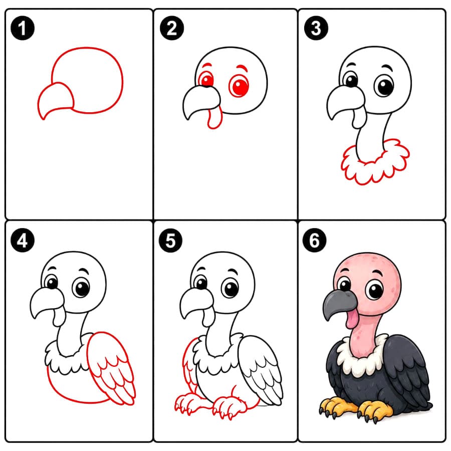 Vautour aux grands yeux dessin
