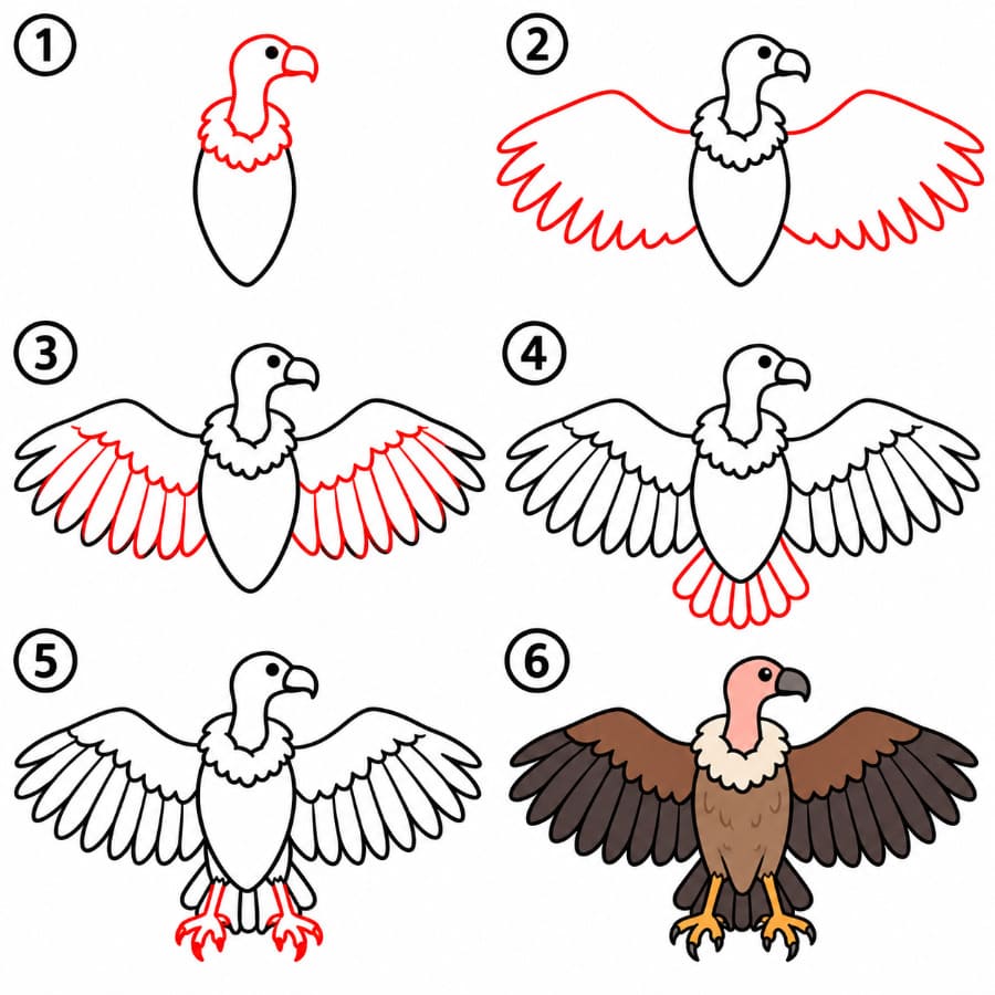 Vautour battant des ailes dessin