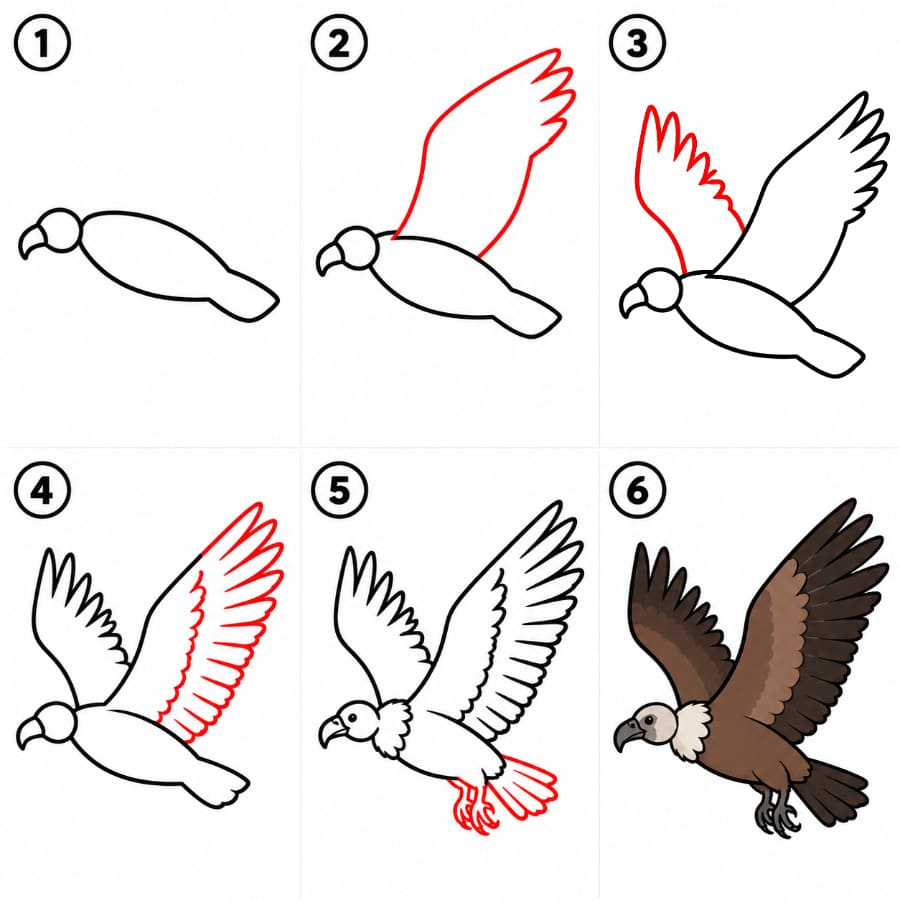 Vautour dans le ciel dessin