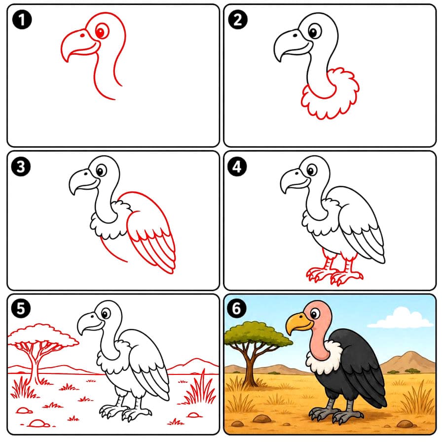 Vautour de la savane dessin