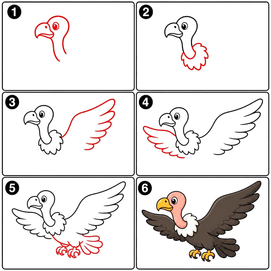 Vautour en vol dessin