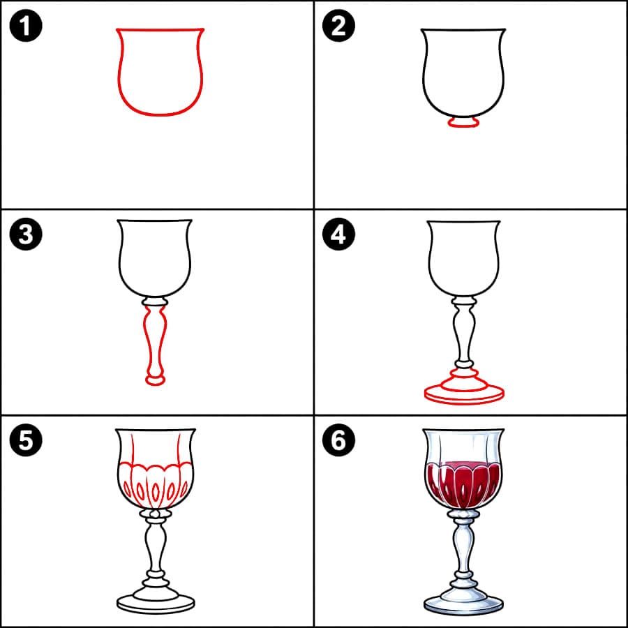 Verre à vin de style victorien dessin