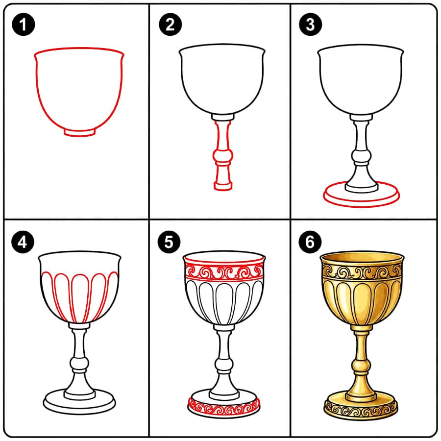 Verre à vin doré dessin