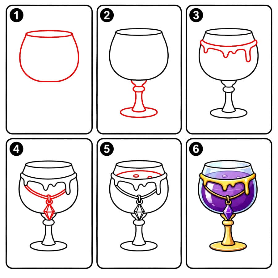 Verre à vin fantaisie dessin