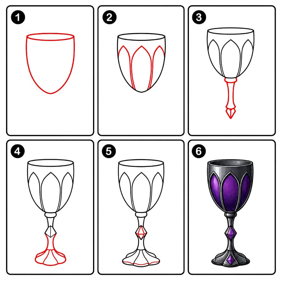 Verre à vin gothique dessin