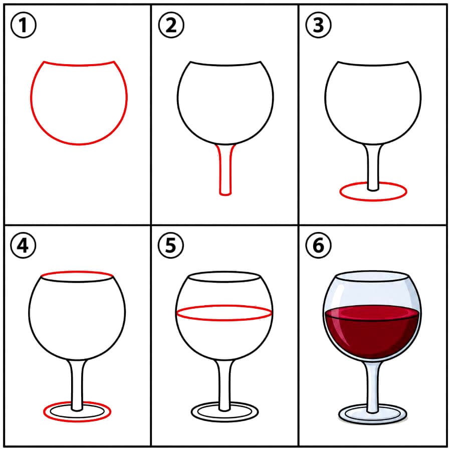 Verre à vin rouge dessin