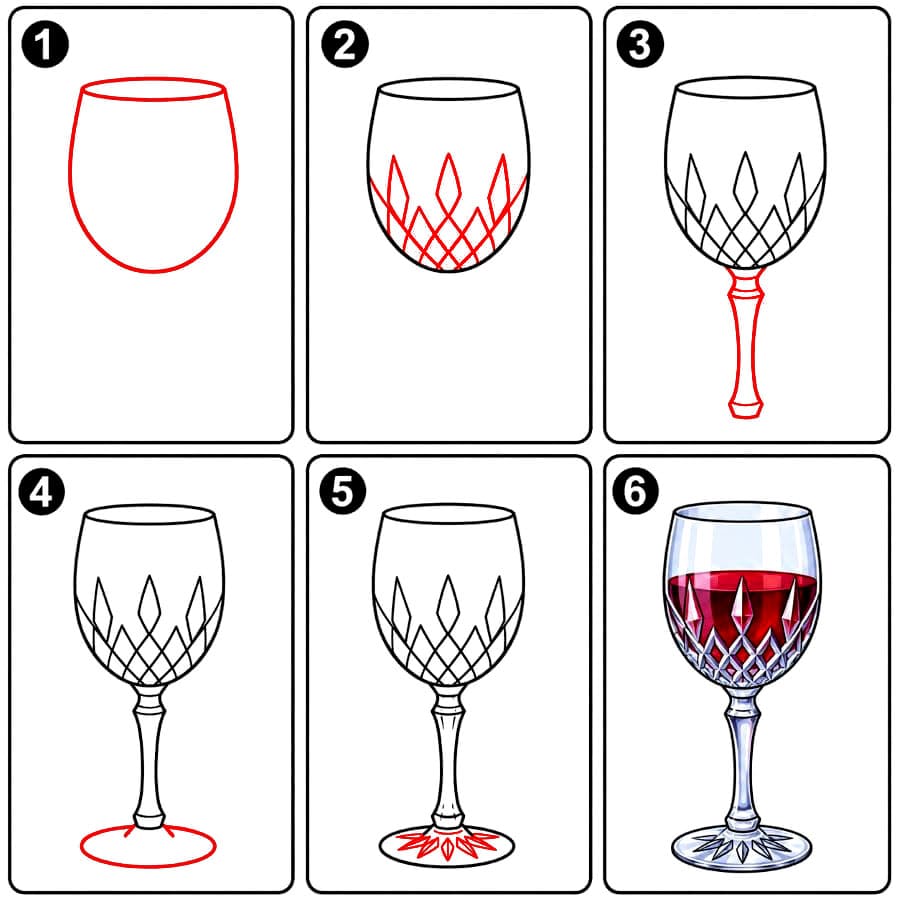 Verre à vin rouge en cristal dessin