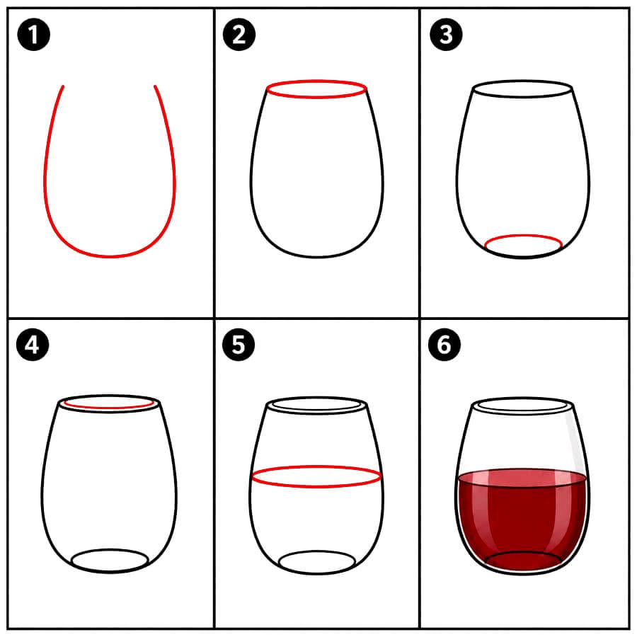 Verre à vin sans pied dessin
