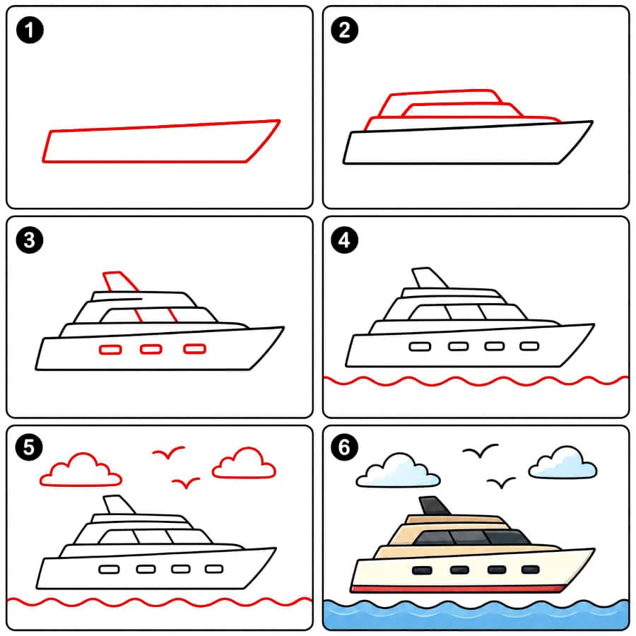 Yacht à moteur dessin