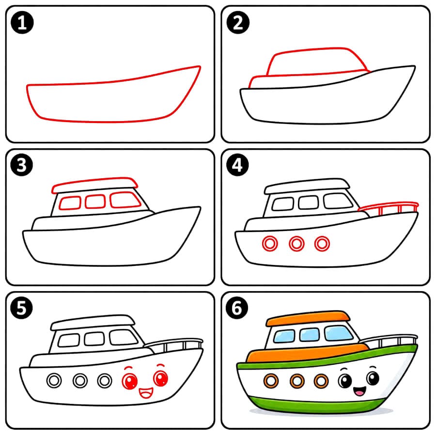 Yacht au design mignon dessin