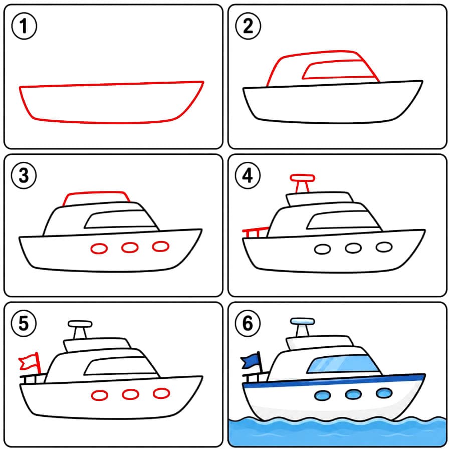 Yacht simple à dessiner dessin