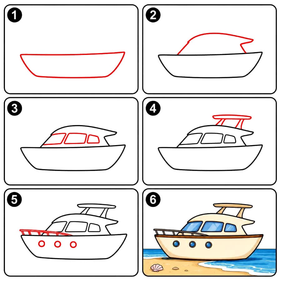 Yacht sur la plage dessin