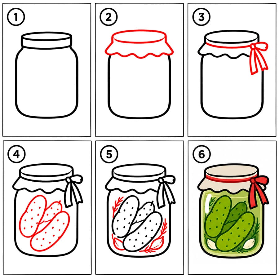 Bocal à cornichons avec un ruban dessin