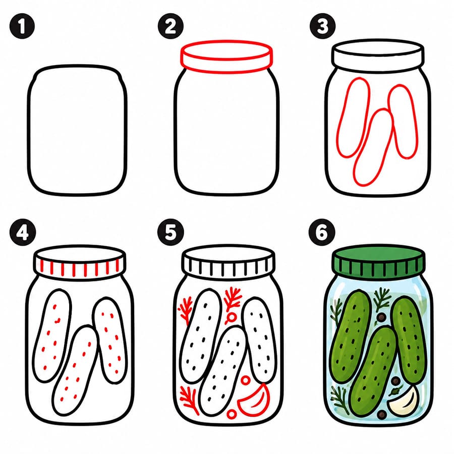 Bocal à cornichons simple dessin