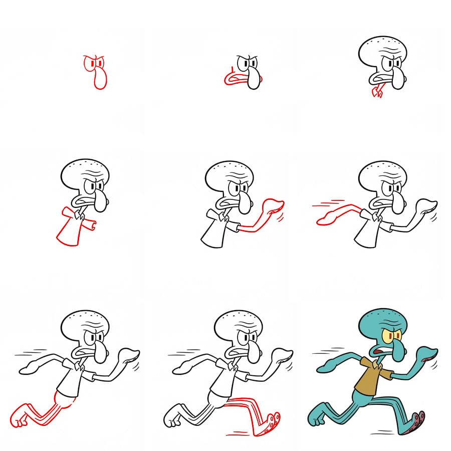 Carlo Tentacule en train de courir dessin