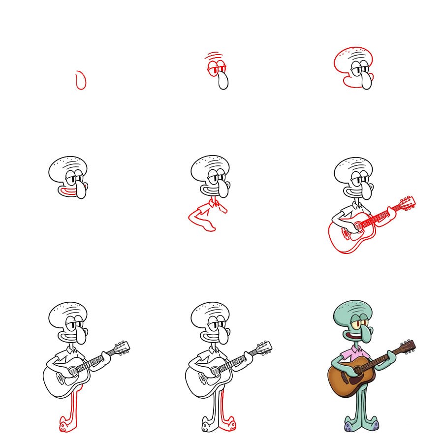 Carlo Tentacule joue de la guitare dessin