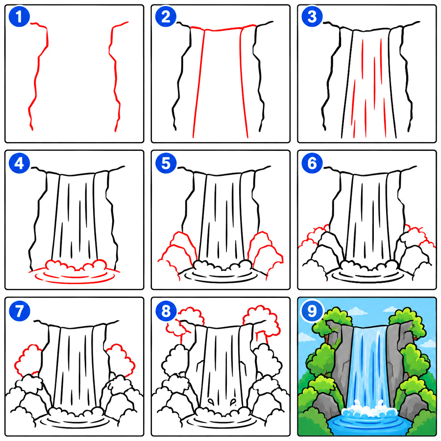 Cascade facile dessin