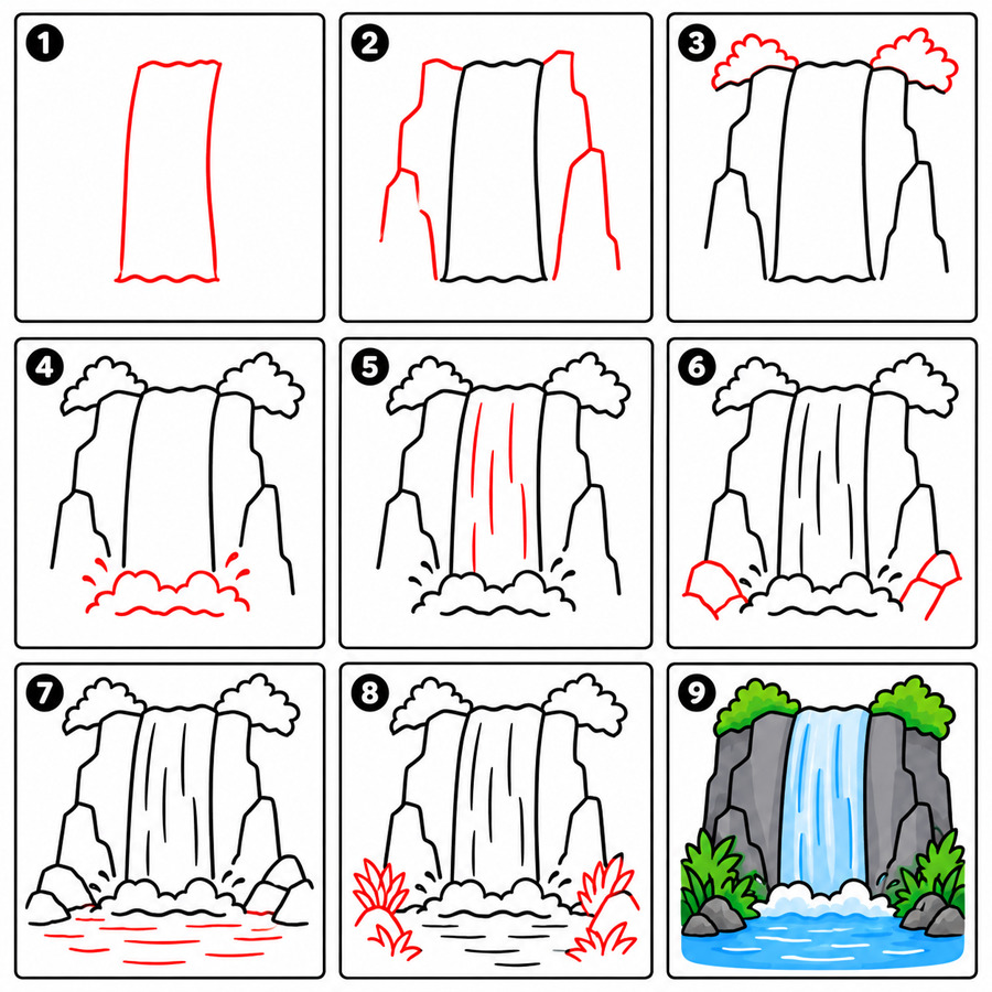 Cascade gratuite dessin