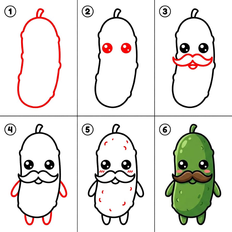 Cornichon avec une moustache dessin