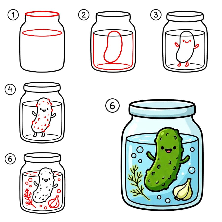 Cornichon dans un bocal dessin